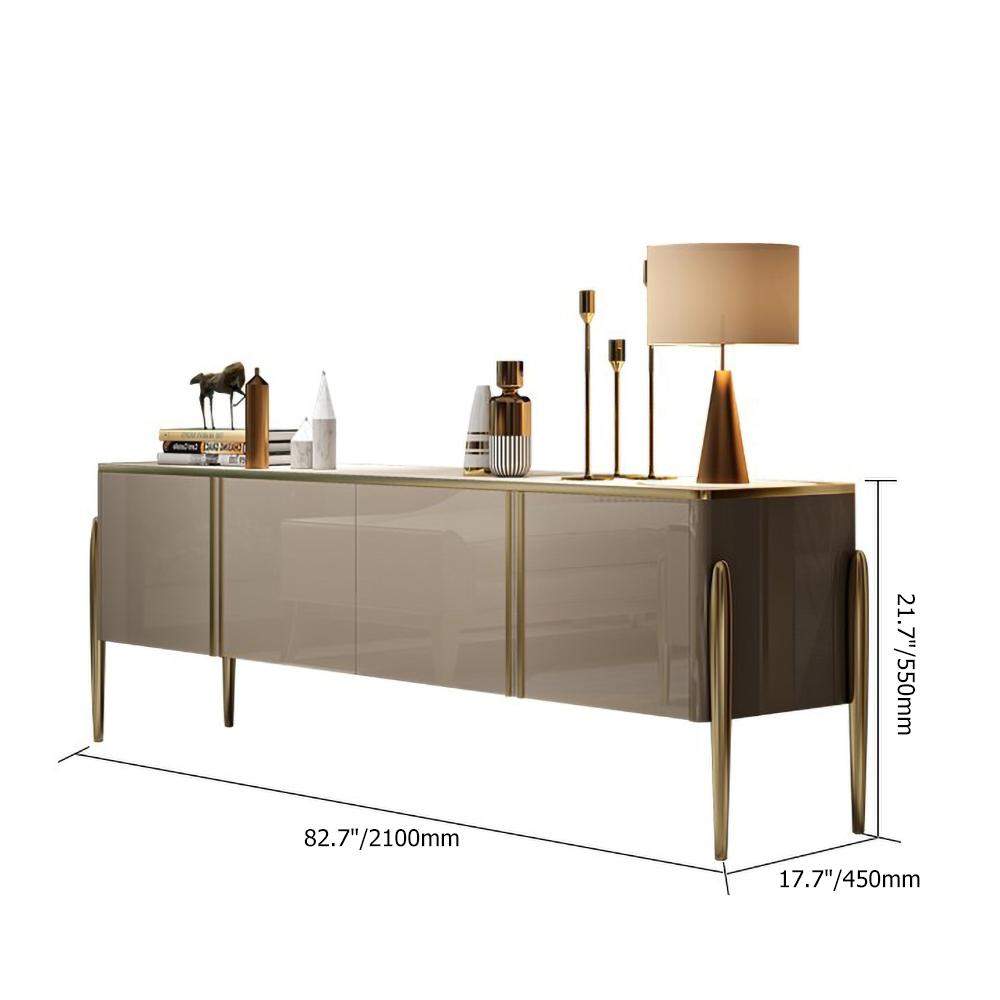 Champagne TV Stand Post-Modern Rectangle TV Console with 4 Doors for TVs Up To 85"-Richsoul-Furniture,Living Room Furniture,TV Stands