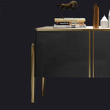 Champagne TV Stand Post-Modern Rectangle TV Console with 4 Doors for TVs Up To 85"-Richsoul-Furniture,Living Room Furniture,TV Stands
