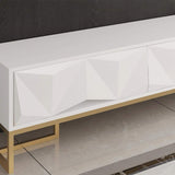 Nordic White TV Stand 3D Embossed Surface Media Console 3 Drawers in Small-Richsoul-Furniture,Living Room Furniture,TV Stands