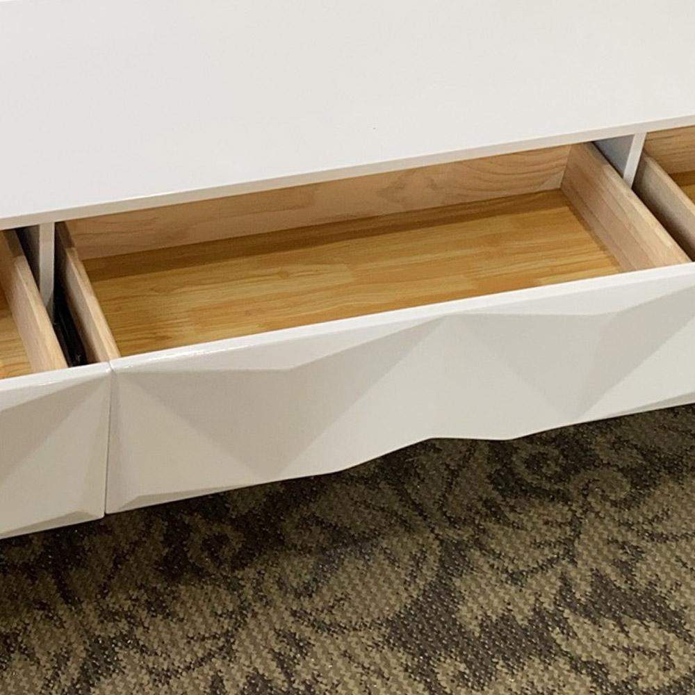 Nordic White TV Stand 3D Embossed Surface Media Console 3 Drawers in Small-Richsoul-Furniture,Living Room Furniture,TV Stands