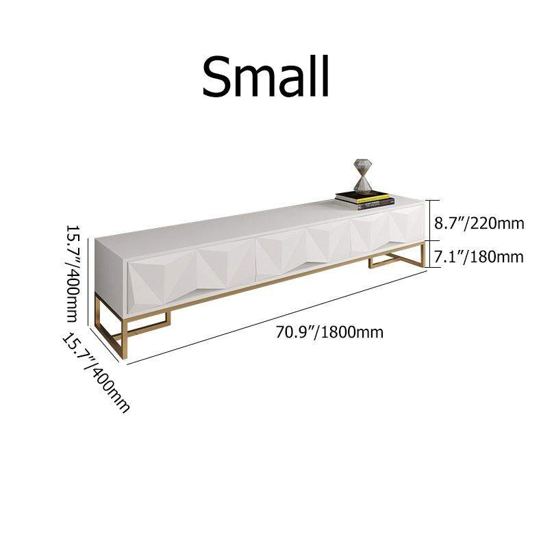 Nordic White TV Stand 3D Embossed Surface Media Console 3 Drawers in Small-Richsoul-Furniture,Living Room Furniture,TV Stands