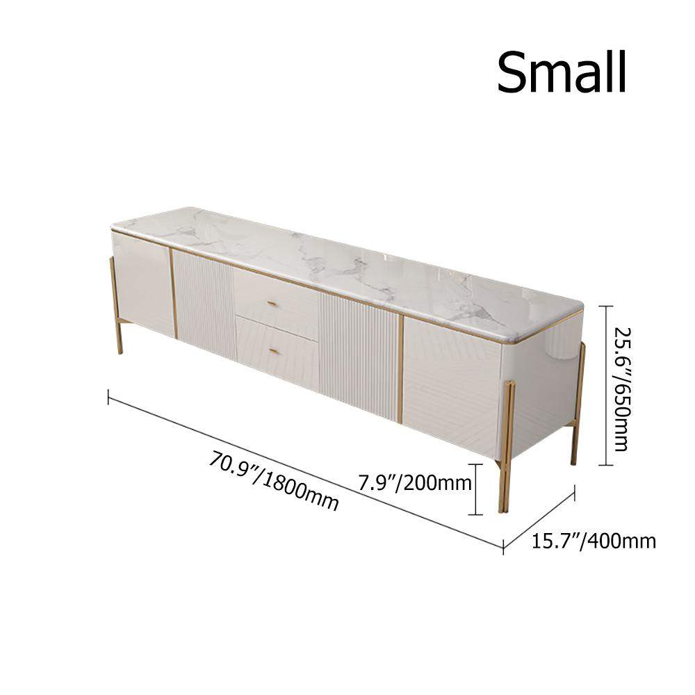 78" Black TV Stand Light Luxury Faux Marble Top with Storage Gold Finish in Large-Richsoul-Furniture,Living Room Furniture,TV Stands