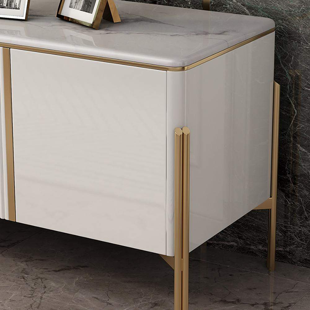 78" Black TV Stand Light Luxury Faux Marble Top with Storage Gold Finish in Large-Richsoul-Furniture,Living Room Furniture,TV Stands