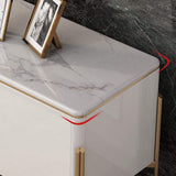 78" Black TV Stand Light Luxury Faux Marble Top with Storage Gold Finish in Large-Richsoul-Furniture,Living Room Furniture,TV Stands