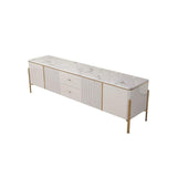 78" Black TV Stand Light Luxury Faux Marble Top with Storage Gold Finish in Large-Richsoul-Furniture,Living Room Furniture,TV Stands