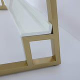 55" Rectangular White Computer Desk with Drawer and Shelf Gold Leg-Desks,Furniture,Office Furniture
