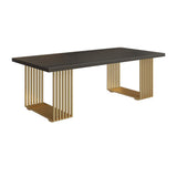 47" Rectangular Modern Home Office Desk with Solid Wood Table Top & Gold Frame-Desks,Furniture,Office Furniture