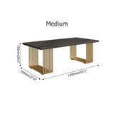 47" Rectangular Modern Home Office Desk with Solid Wood Table Top & Gold Frame-Desks,Furniture,Office Furniture