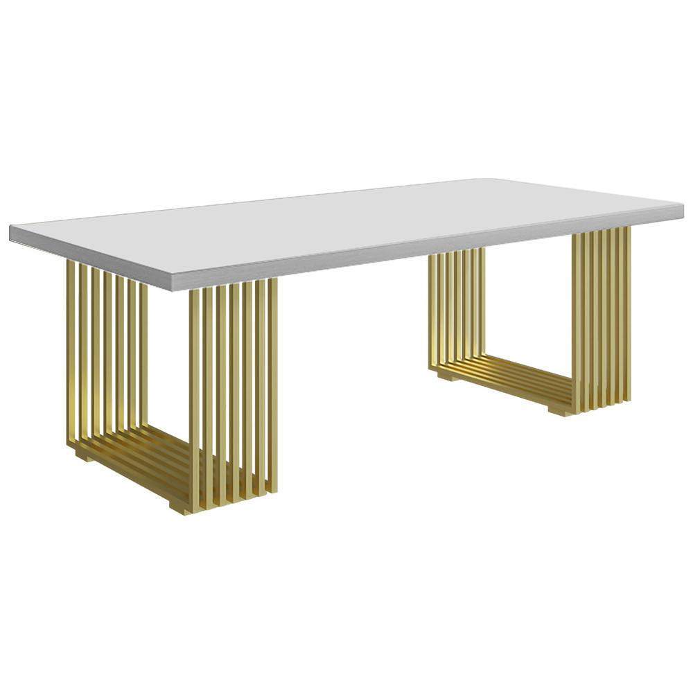47" Rectangular Modern Home Office Desk with Solid Wood Table Top & Gold Frame-Desks,Furniture,Office Furniture