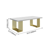 47" Rectangular Modern Home Office Desk with Solid Wood Table Top & Gold Frame-Desks,Furniture,Office Furniture