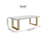 47" Rectangular Modern Home Office Desk with Solid Wood Table Top & Gold Frame-Desks,Furniture,Office Furniture