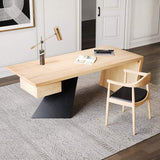 55" Modern Industrial Writing Desk for Office with One Drawer Distressed-Desks,Furniture,Office Furniture