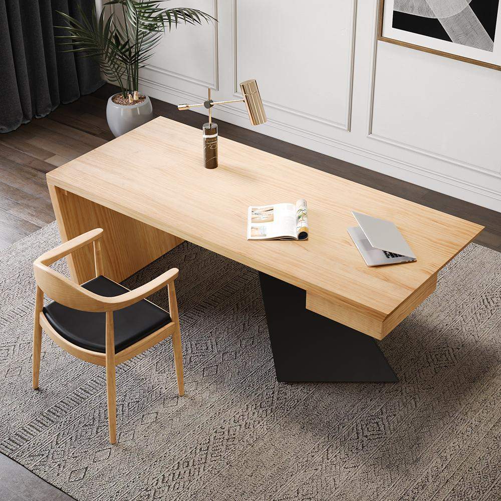 55" Modern Industrial Writing Desk for Office with One Drawer Distressed-Desks,Furniture,Office Furniture