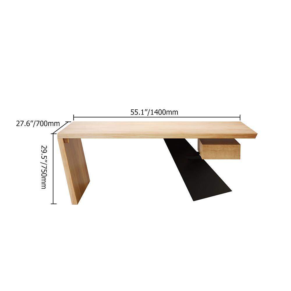 55" Modern Industrial Writing Desk for Office with One Drawer Distressed-Desks,Furniture,Office Furniture