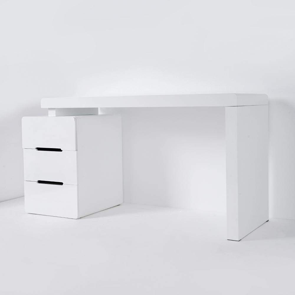 47" White 3-Drawer Writing Desk with Storage Cabinet for Office-Desks,Furniture,Office Furniture