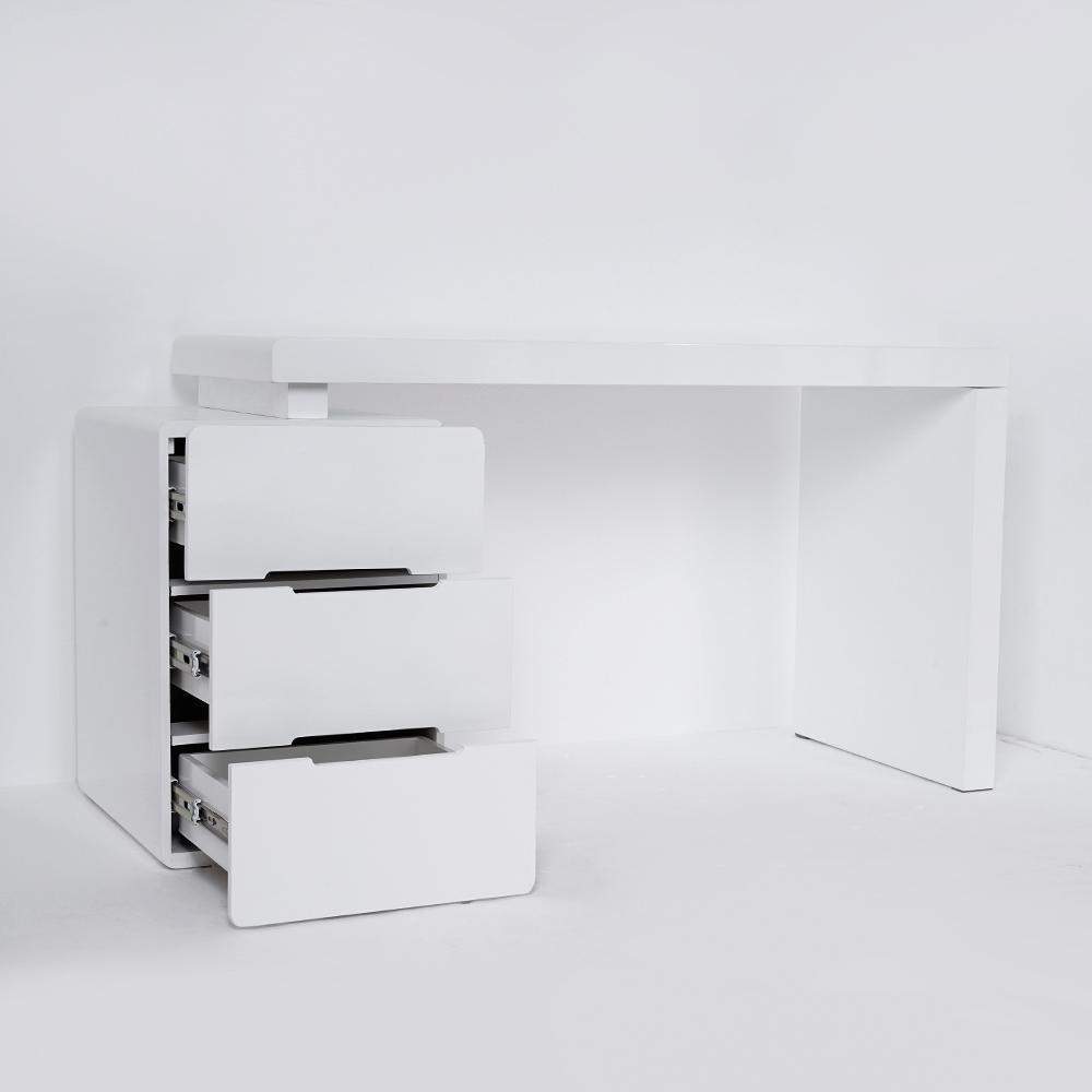 47" White 3-Drawer Writing Desk with Storage Cabinet for Office-Desks,Furniture,Office Furniture