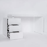 47" White 3-Drawer Writing Desk with Storage Cabinet for Office-Desks,Furniture,Office Furniture