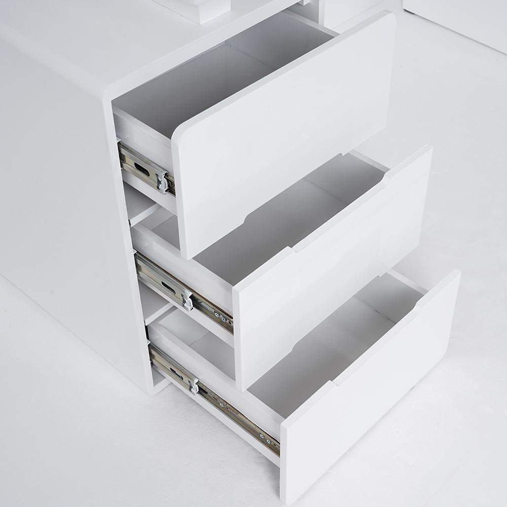 47" White 3-Drawer Writing Desk with Storage Cabinet for Office-Desks,Furniture,Office Furniture
