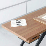 59" Pine Wood Office Desk Writing Desk with 1 Drawers in Black Metal Legs-Desks,Furniture,Office Furniture