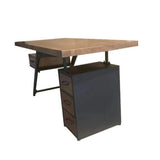 59" Pine Wood Office Desk Writing Desk with 1 Drawers in Black Metal Legs-Desks,Furniture,Office Furniture