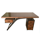 59" Pine Wood Office Desk Writing Desk with 1 Drawers in Black Metal Legs-Desks,Furniture,Office Furniture