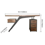 59" Pine Wood Office Desk Writing Desk with 1 Drawers in Black Metal Legs-Desks,Furniture,Office Furniture
