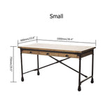 47" Retro Industrial Rolling Desk Pine Wood Mobile Office Desk with 3 Drawers-Desks,Furniture,Office Furniture