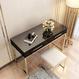 47" Rectangular Writing Desk White Computer Desk with Drawer Gold Leg-Desks,Furniture,Office Furniture
