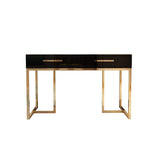 47" Rectangular Writing Desk White Computer Desk with Drawer Gold Leg-Desks,Furniture,Office Furniture