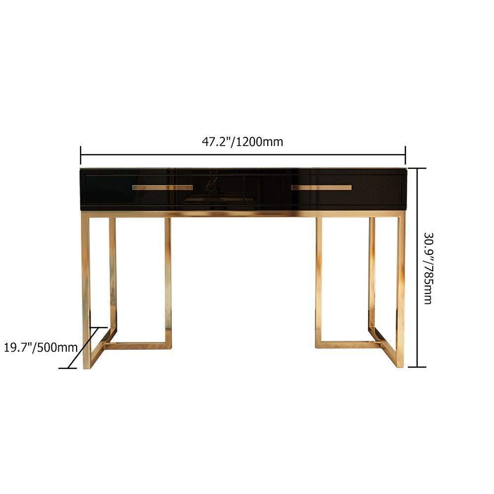 47" Rectangular Writing Desk White Computer Desk with Drawer Gold Leg-Desks,Furniture,Office Furniture