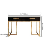 47" Rectangular Writing Desk White Computer Desk with Drawer Gold Leg-Desks,Furniture,Office Furniture