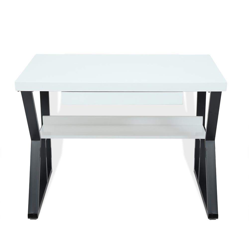 39" White Rectangular Writing Desk Computer Desk with Shelf & Drawer-Desks,Furniture,Office Furniture