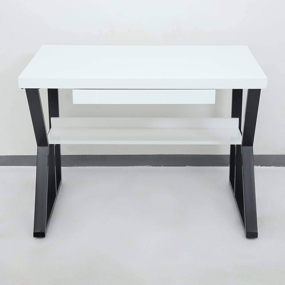39" White Rectangular Writing Desk Computer Desk with Shelf & Drawer-Desks,Furniture,Office Furniture