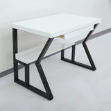 39" White Rectangular Writing Desk Computer Desk with Shelf & Drawer-Desks,Furniture,Office Furniture