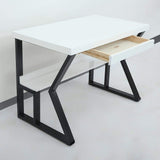 39" White Rectangular Writing Desk Computer Desk with Shelf & Drawer-Desks,Furniture,Office Furniture