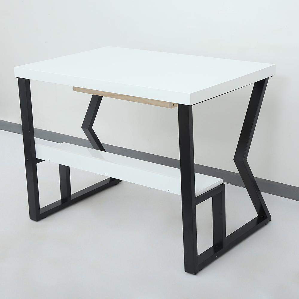 39" White Rectangular Writing Desk Computer Desk with Shelf & Drawer-Desks,Furniture,Office Furniture