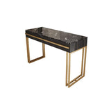 47" Rectangular White Office Desk with Drawers Marble Veneer Top Gold Hardware-Desks,Furniture,Office Furniture