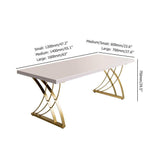 47" Modern White Rectangular Home Office Desk with Pine Wood Table Top & Gold Frame-Desks,Furniture,Office Furniture