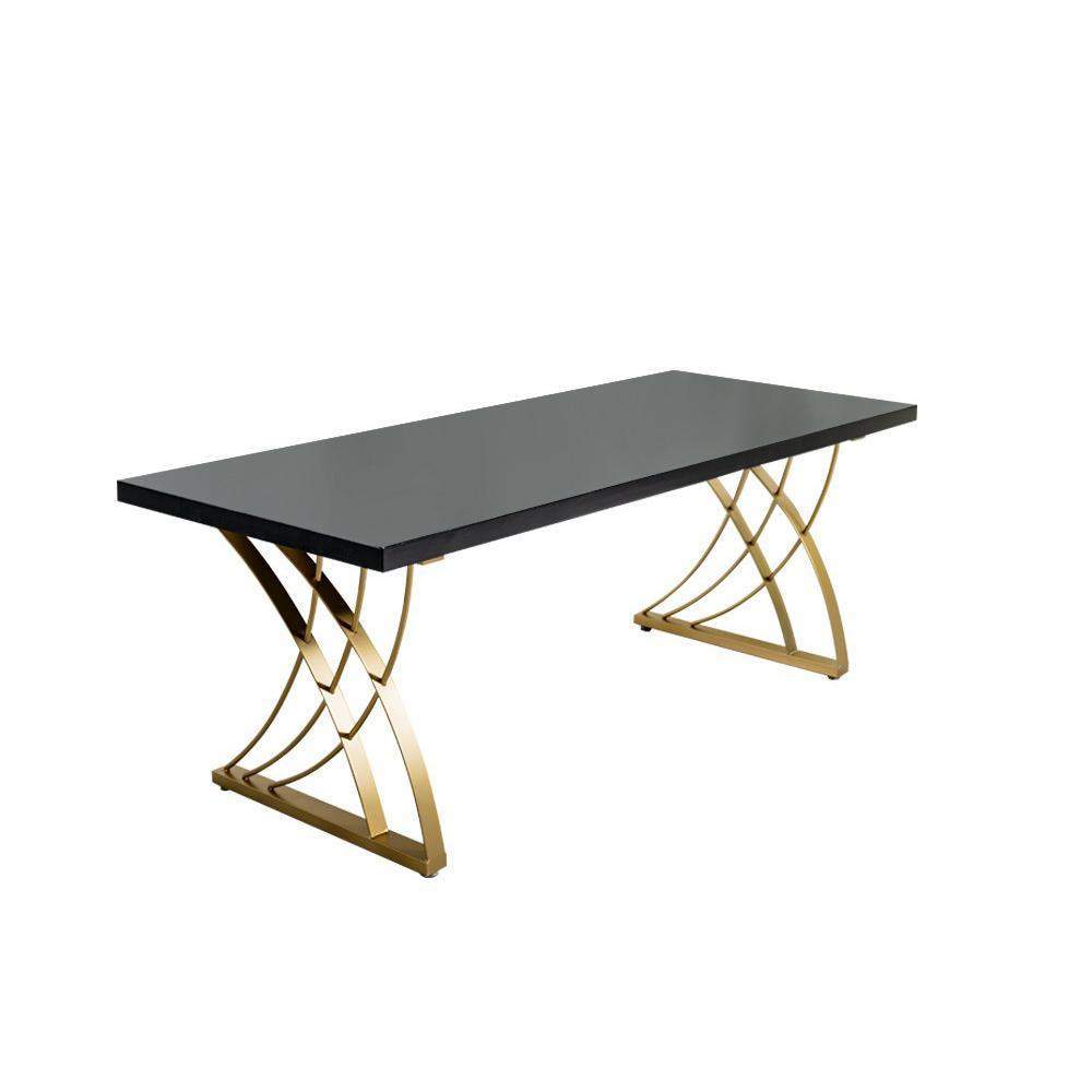 47" Modern White Rectangular Home Office Desk with Pine Wood Table Top & Gold Frame-Desks,Furniture,Office Furniture