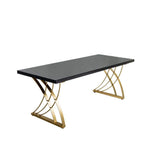 47" Modern White Rectangular Home Office Desk with Pine Wood Table Top & Gold Frame-Desks,Furniture,Office Furniture