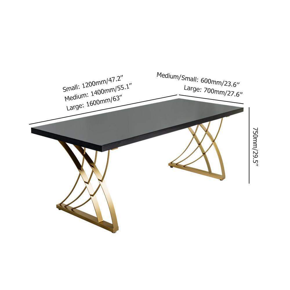 47" Modern White Rectangular Home Office Desk with Pine Wood Table Top & Gold Frame-Desks,Furniture,Office Furniture