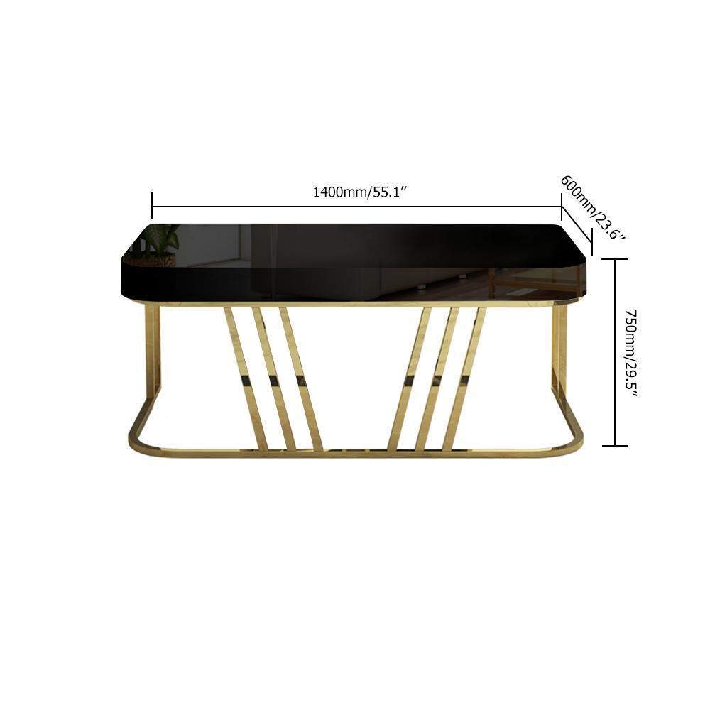 Black Rectangular Writing Desk Modern Computer Desk Manufactured Wood in Gold-Desks,Furniture,Office Furniture