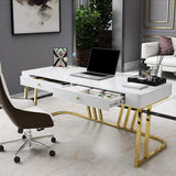 Black Rectangular Writing Desk Modern Computer Desk Manufactured Wood in Gold-Desks,Furniture,Office Furniture