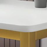Modern White Rectangular Home Office Desk with Drawers in Gold Leg-Desks,Furniture,Office Furniture