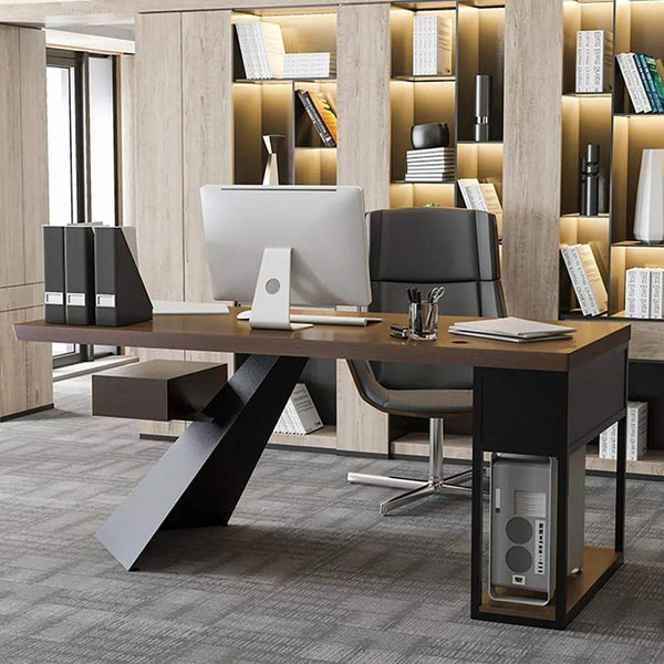 Modern Computer Desk with Storage in Walnut – Wehomz