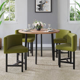 40" Round Wooden 4 Seater Dining Table Set Yellow Upholstered Chairs for Nook Balcony