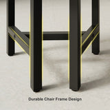 40" Round Wooden 4 Seater Dining Table Set Yellow Upholstered Chairs for Nook Balcony