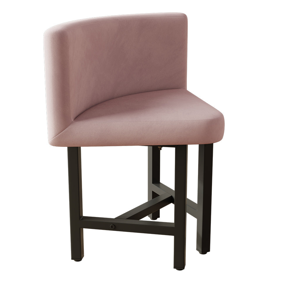 40" Round Wooden Small Dining Table Set of 4 Pink Upholstered Chairs for Nook Balcony