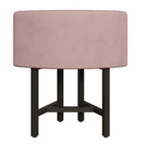 40" Round Wooden Small Dining Table Set of 4 Pink Upholstered Chairs for Nook Balcony