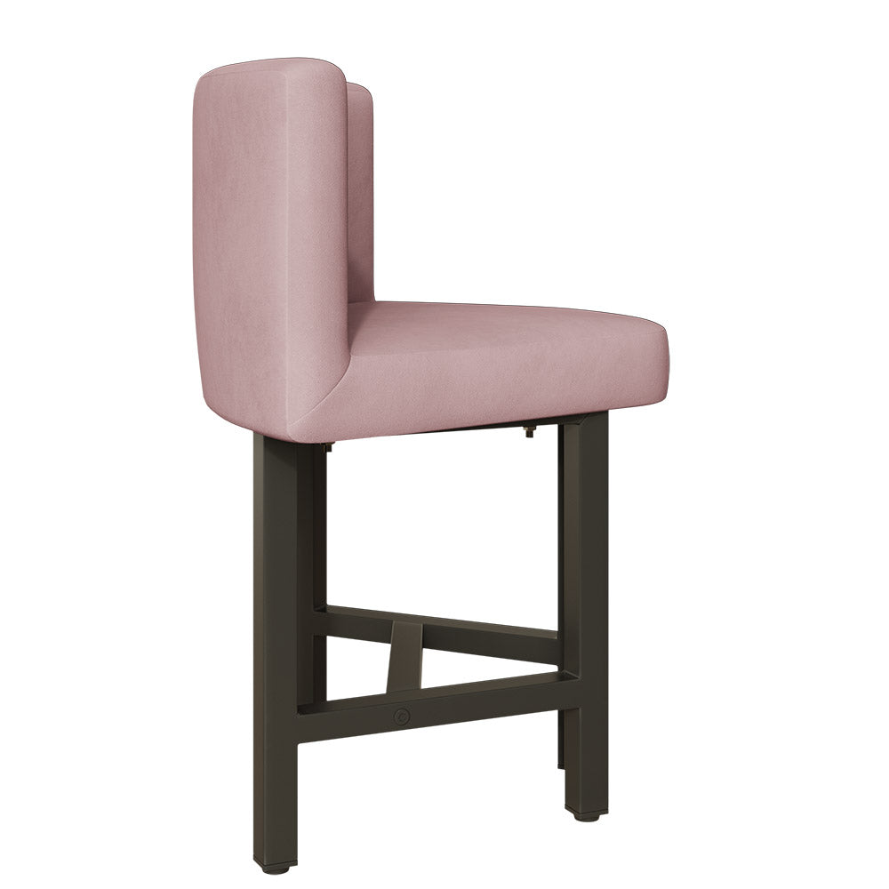 40" Round Wooden Small Dining Table Set of 4 Pink Upholstered Chairs for Nook Balcony